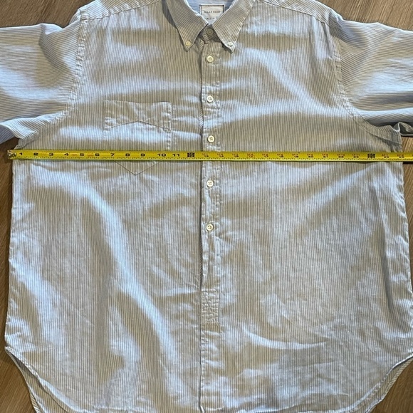 Billy Reid Men's Button Front XXL Blue White Striped 1/2 Button Linen Cotton - Picture 13 of 16